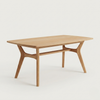 Mariko Rattan Solid Wood Dining Table Set Boucle Chairs- 4 Seater, 6 Seater - All Sizes