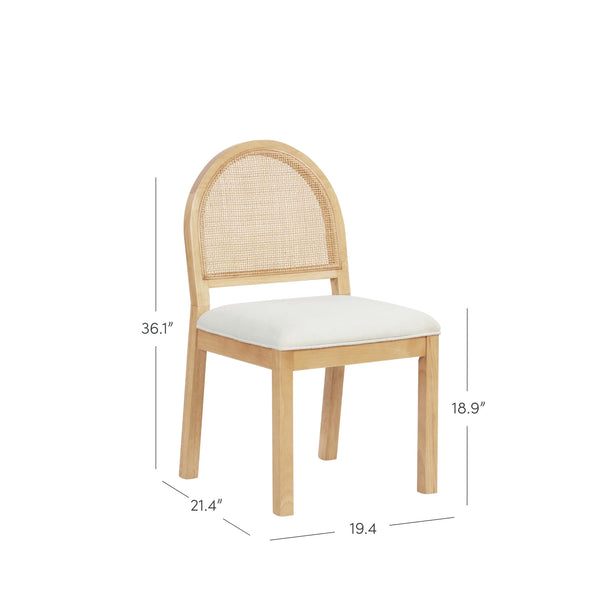 Mariko Rattan Solid Wood Dining Table Set Boucle Chairs- 4 Seater, 6 Seater - All Sizes