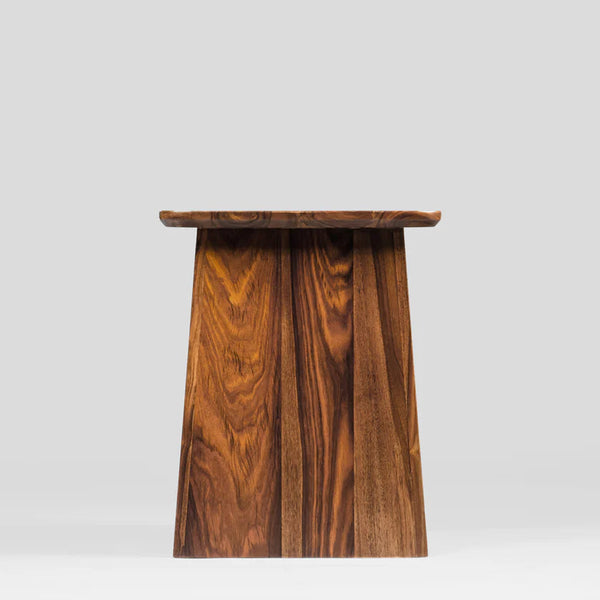Maybole Rattan Wooden End Table - Walnut Finish