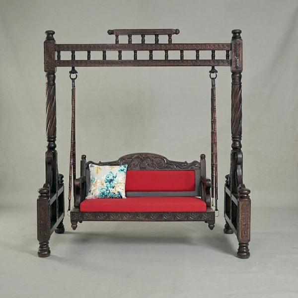 Mehrab ClassicSolid Wood Walnut finish 2 Seater Swing Chair