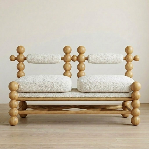 Mello Curve Solid Wood 2 Seater Sofa