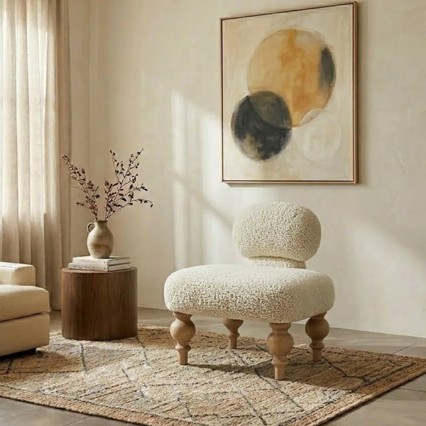 modern cozy boucle fabric 1 seater sofa 