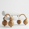 Modern sofa with wooden legs and white cushioned seat 