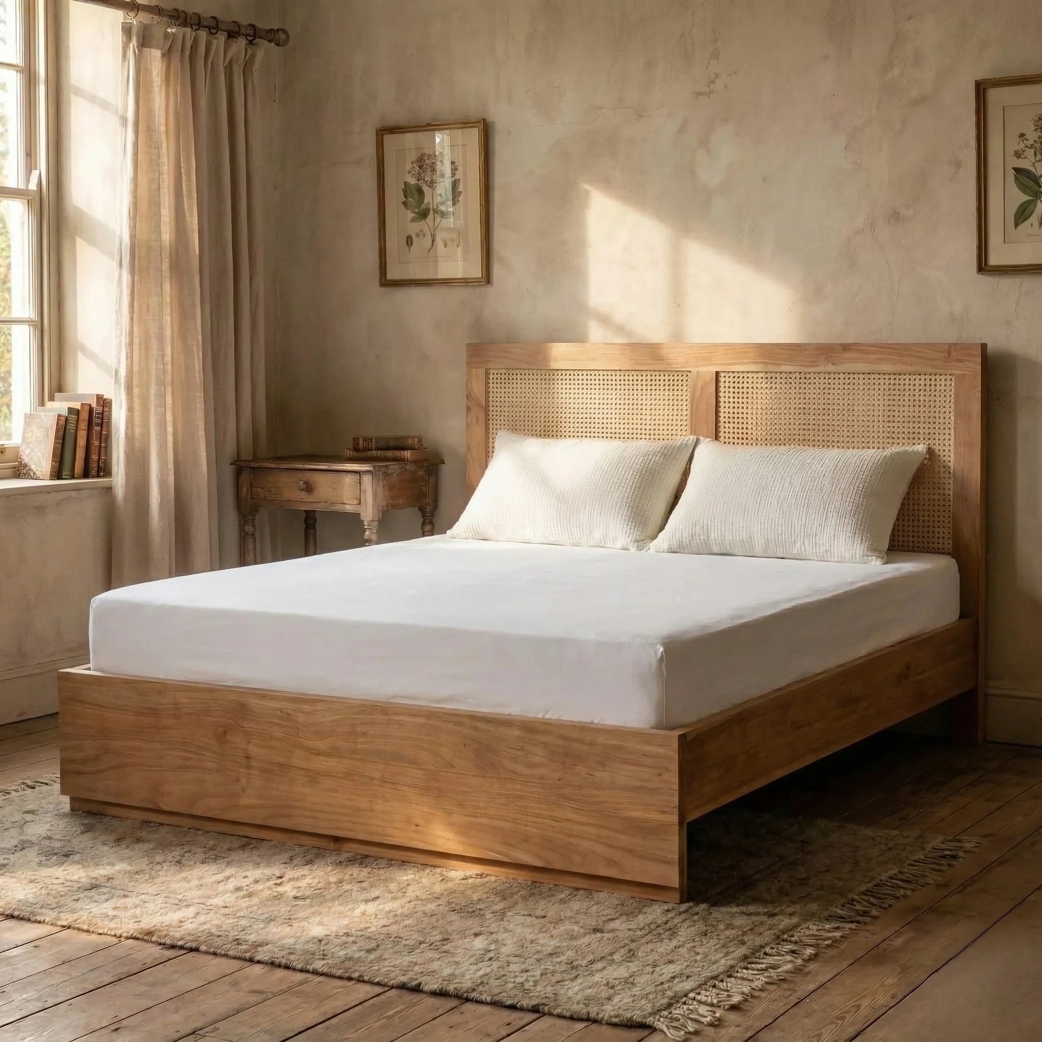 Memphis Rattan Solid Wood Bed- All Sizes – Homes of Rajasthan