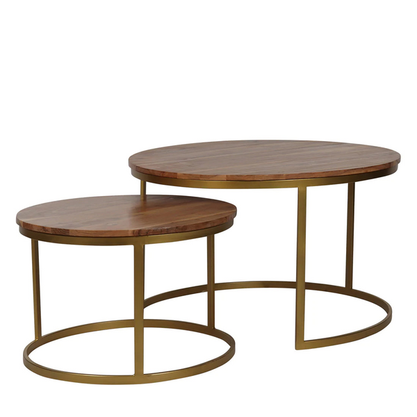 Millport Industrial Solid Wood Set of 2 Side Table In Brown