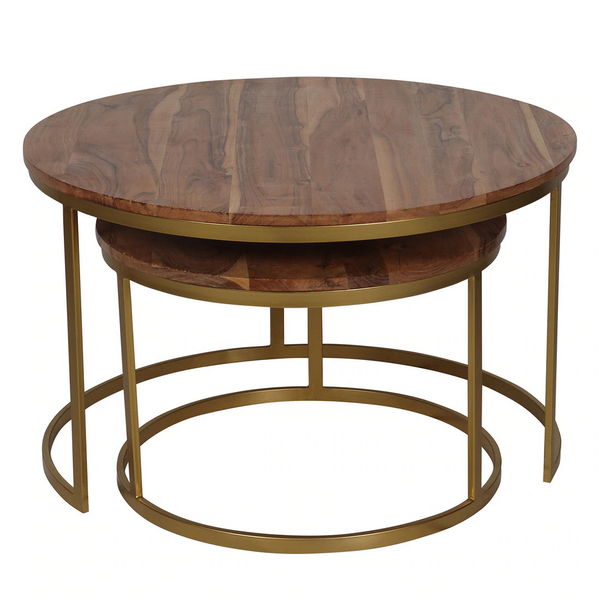 Millport Industrial Solid Wood Set of 2 Side Table In Brown