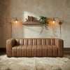 Modern Channeled Saddle Leatherette Sofa