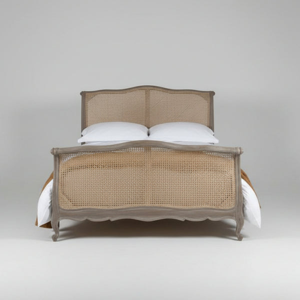 Modesto Antique Solid Wood Rattan Bed -All Sizes