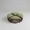 fabric foot stool, sheesham wood stool