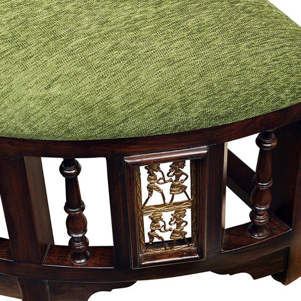 Molteno Solid Sheesham Wood and Fabric Foot Stool Set of 4