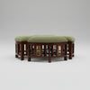 Molteno Solid Sheesham Wood and Fabric Foot Stool Set of 4