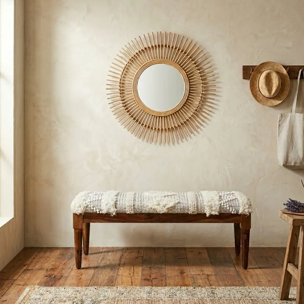 Mulbarton Sheesham Wood Bench In Provincial Teak Finish