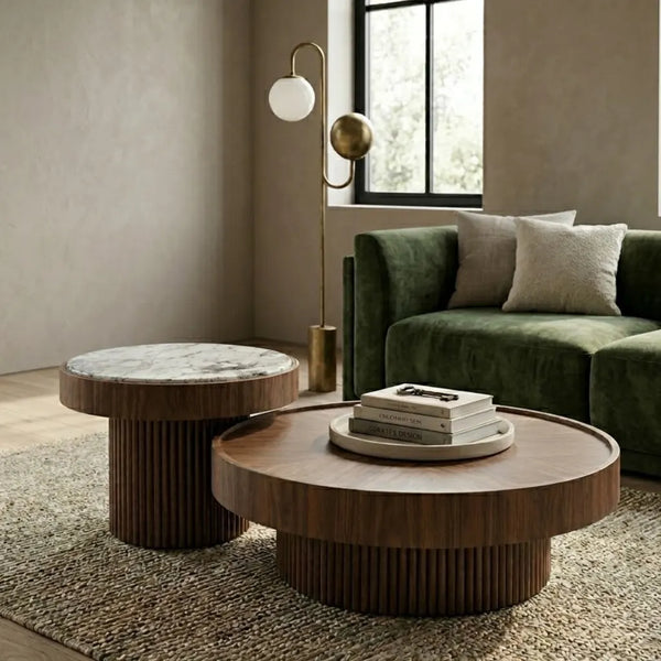 Nanortalik solid Wood & Marble Nesting Table