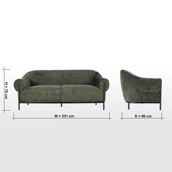 Naples Modern 3 Seater Solid Wood Sofa