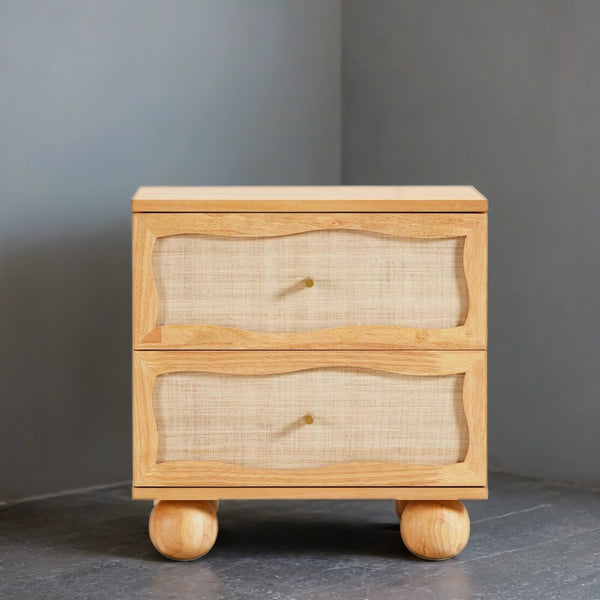 Naysa Rattan Bed Side Table With Drawer