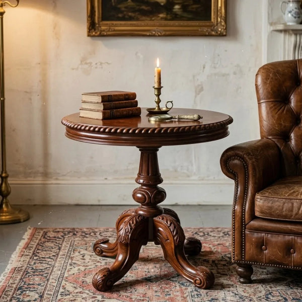 Newry Traditional Luxurious Teakwood Round Side Table