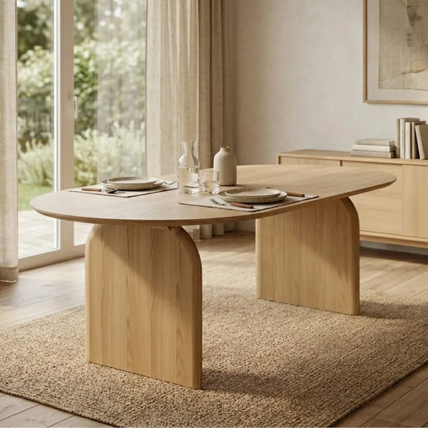 Newtownards Solid Wood Curved 6 Seater Dining Table