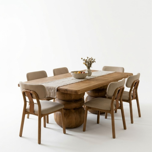 Nimes Solid Wood Dining Table Set - 4 Seater, 6 Seater, 8 Seater - All Sizes