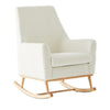 white boucle solid wood rocking chair 