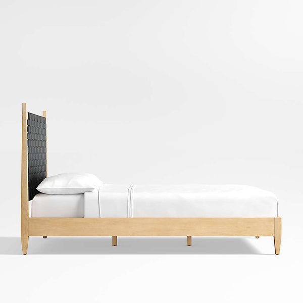 Niwar Bed With Handwoven Leather Headboard- All Sizes