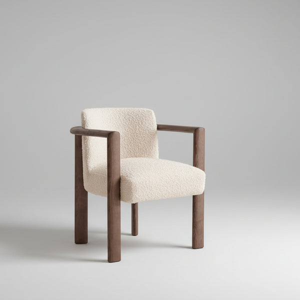 Noir Curved Backrest Boucle Dining Chair