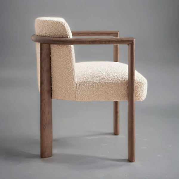 Noir Curved Backrest Boucle Dining Chair