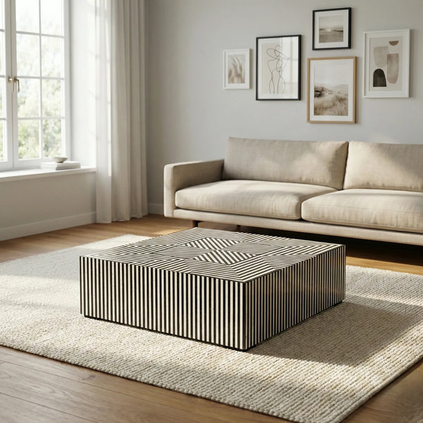 Noir Stripe Strata Modern Coffee Table