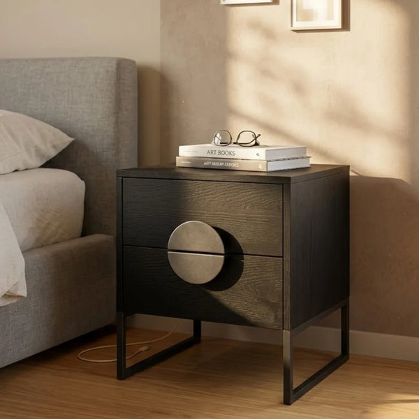Nora Solid Wood Bed Side Table In Black