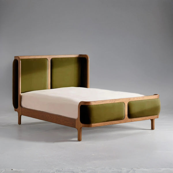 Octa Velvet Olive Upholstered Bed - All Sizes