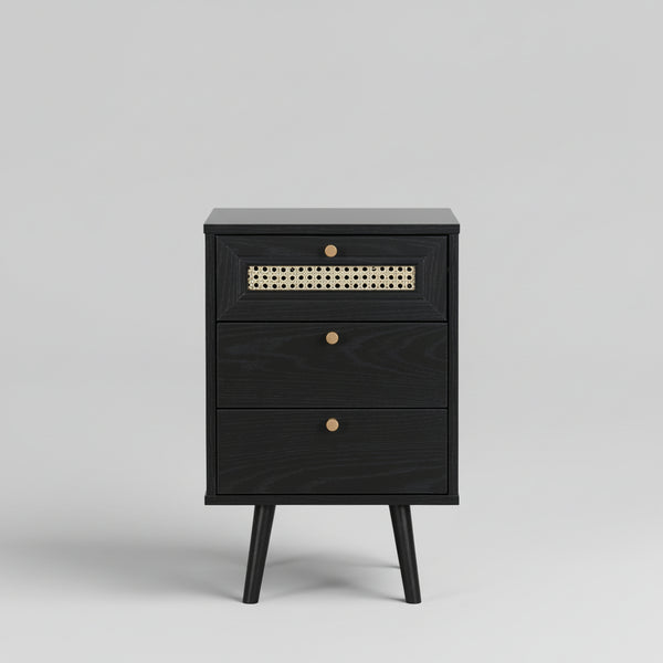three drawer bedside table