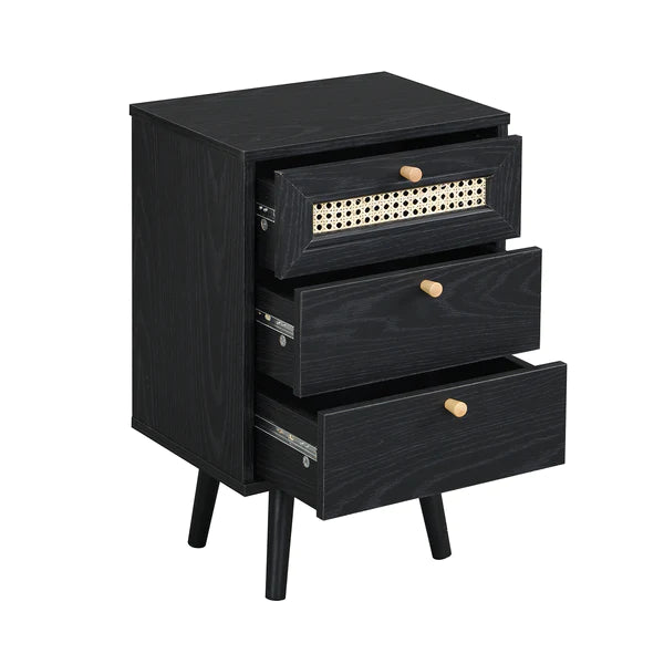 Odessa Solid Wood Three Drawer Bedside Table