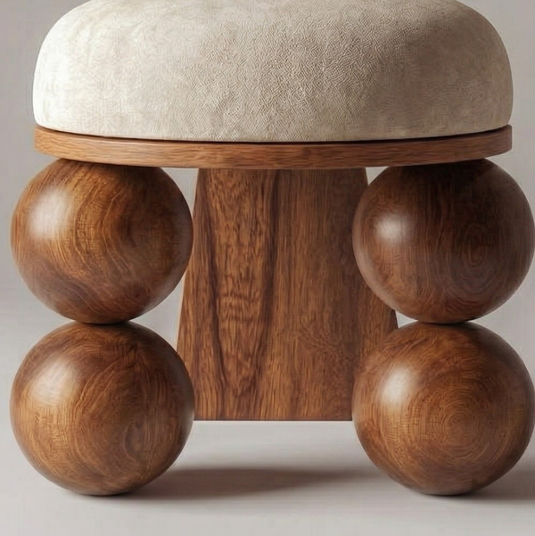 Orbita Solid Wood Boucle Fabric Dining Chair