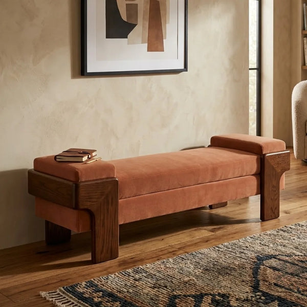 Ordino Solid Wood Upholstered Bench