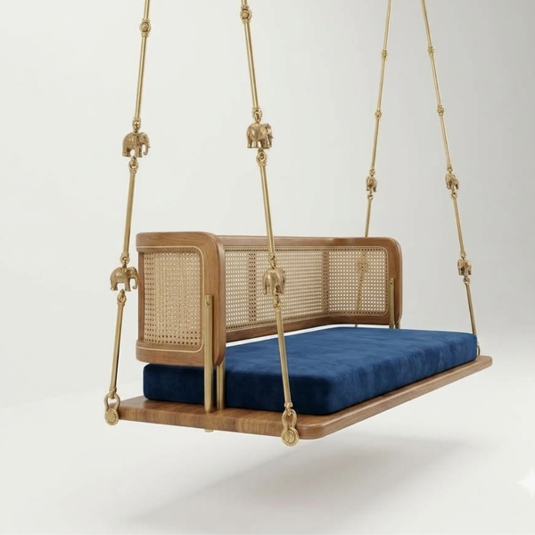 Orleans Solid Wood Rattan Reversible Swing
