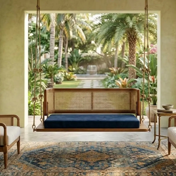 Orleans Solid Wood Rattan Reversible Swing