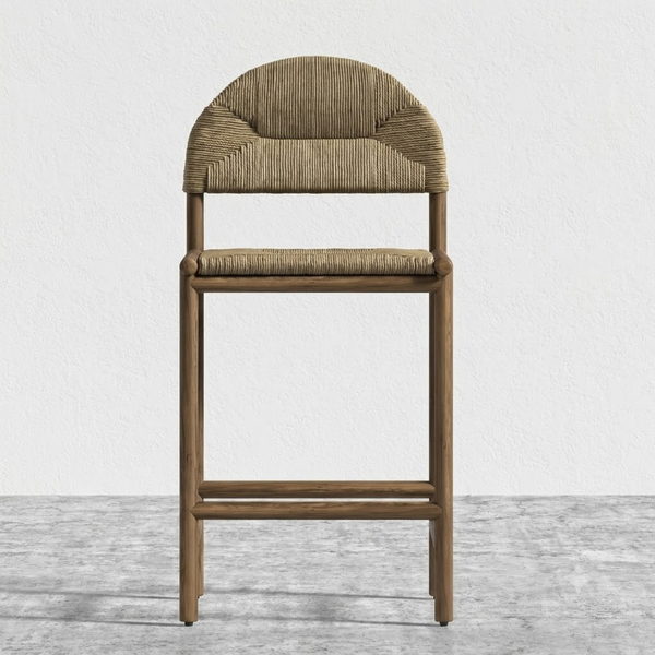 Paraguarí Solid Ash Wood Woven Counter Stool