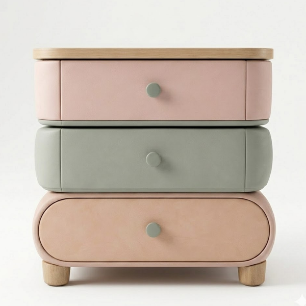 Pebbly Pop Solid Wood Bedside Table