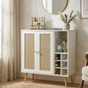 Peebles White Solid Wood Rattan Bar Cabinet