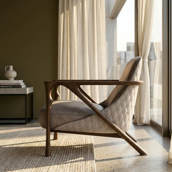 penrith leather armchair with armrests and headrest