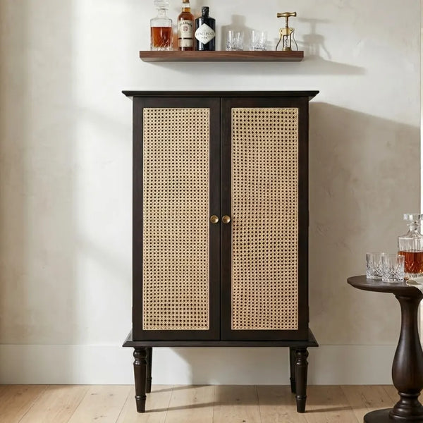 Petra Rattan Bar Cabinet