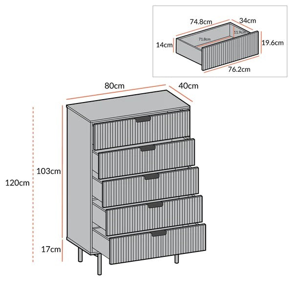 Phoenix Chest of 5 Drawer