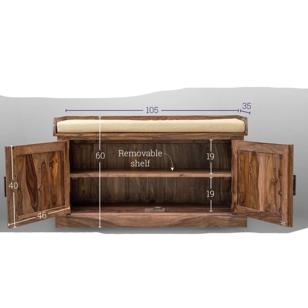 Phuket 2 Doors and 2 Shelves with Seating Shoe Rack
