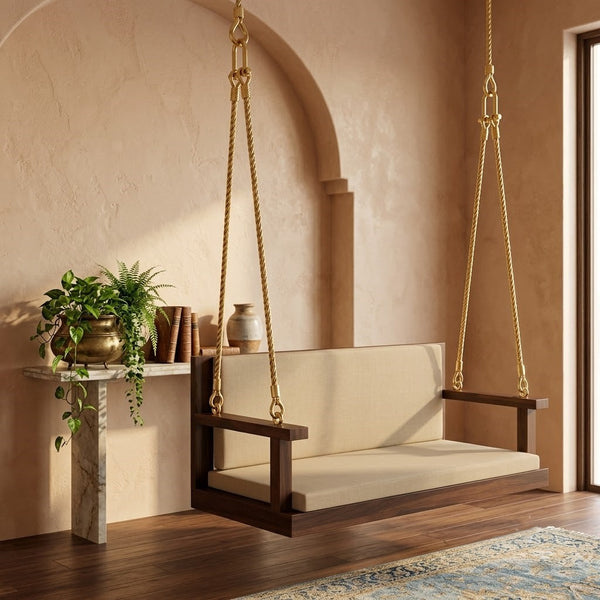 Pinaki ClassicSolid Wood Walnut finish 2 Seater Swing Chair