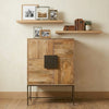 Portree Mango Wood Natural Finish Bar Cabinet with Iron Stand