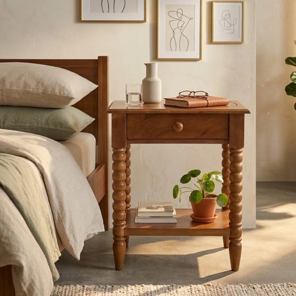 Prague Solid Wood Bedside Table