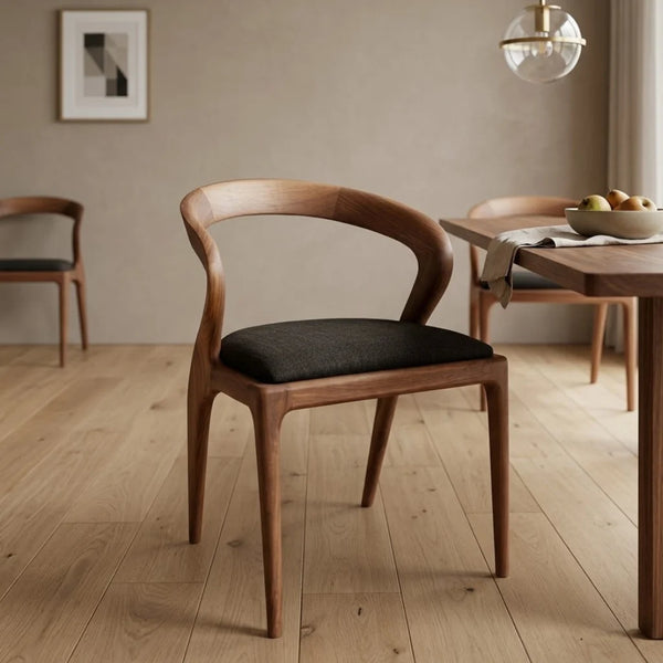 Prestons Solid Wood Curved Dining Chair