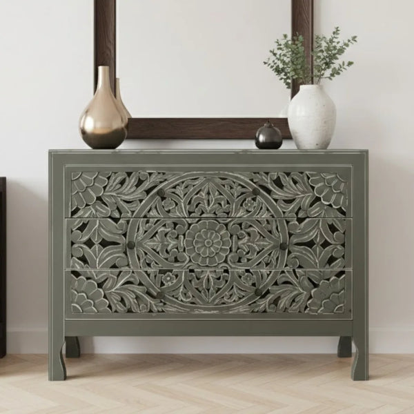 Rajasthani Hand Carved Chest Of Drawers