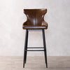 Reims High Leather & Steel stool with back (Brown)