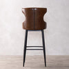 Reims High Leather & Steel stool with back (Brown)