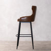 Reims High Leather & Steel stool with back (Brown)